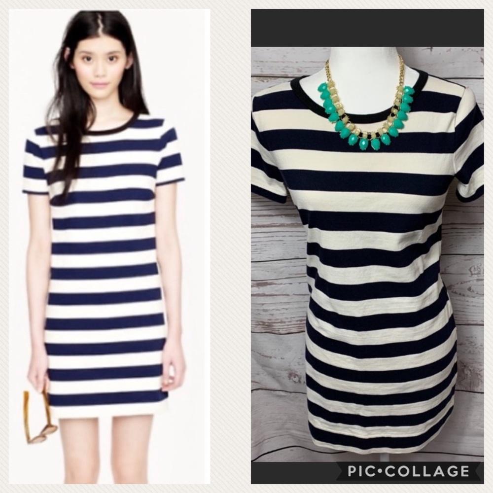 J. Crew Navy and White Striped Midi Dress